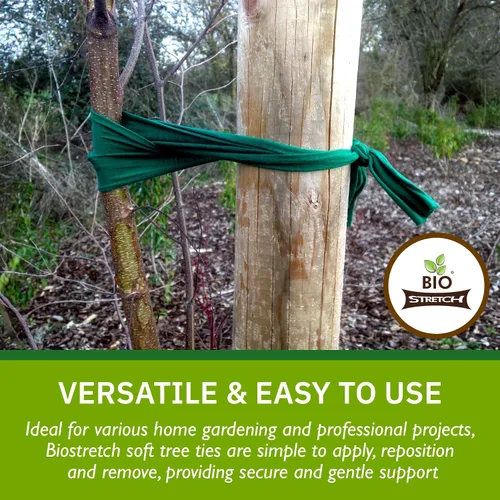 Vista 5 de Lazos Suaves Extra Anchos para Árboles - Soporte Fuerte y Elástico para Plantas Grandes y Árboles Jóvenes - Cinta Verde de Jardín Cortada a Medida