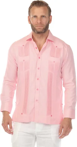 Vista 11 de Guayabera elegante de dos bolsillos para hombre con aspecto texturizado de diamante