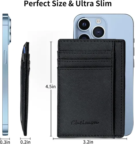 Vista 45 de Cartera Chelmon Slim RFID - Cartera de bolsillo frontal minimalista para tarjetas de crédito delgadas