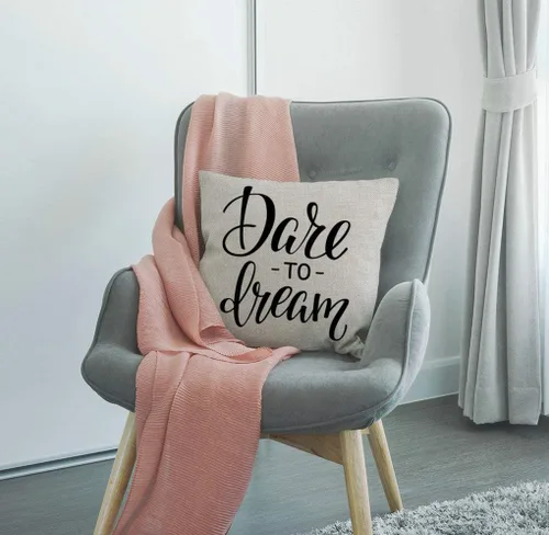 Vista 4 de SSOIU Dare to Dream Inspiration - Funda de cojín decorativa de lino y algodón para el hogar, funda de cojín para sofá, 18 x 18 pulgadas
