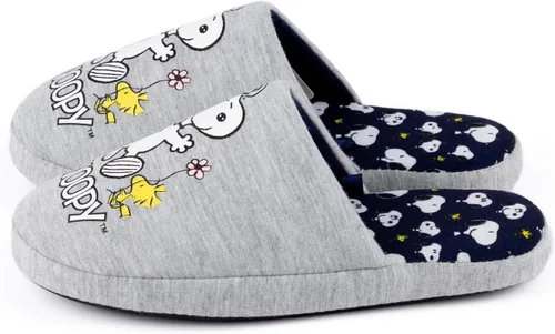 Vista 6 de PEANUTS Snoopy - Pantuflas para mujer en color gris marga, calzado de dibujos animados de Snoopy y Woodstock para mujer Zapatos de casa sin cordones