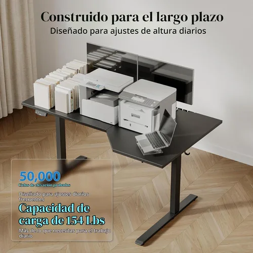 Vista 7 de Agilestic - Escritorio Eléctrico de Pie, Escritorio Ajustable en Altura de 55 Pulgadas en Forma de L, Escritorio para Sentarse y Pararse