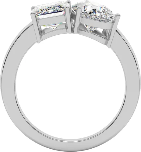Vista 3 de Anillo de compromiso de oro y diamante Houston Diamond District, diseño de infinito retorcido, con centro redondo de corte brillante I-J I2 Platinado