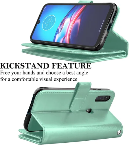 Vista 5 de Funda para Moto E 2020, para Motorola E 2020, Takfox de piel sintética con tarjetero de crédito con tapa [9 ranuras para tarjetas]