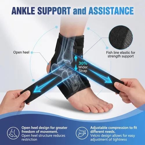 Vista 4 de Gviipk Tobillera para esguince de tobillo, soporte de tobillo rápido con cordones para mujeres y hombres, soporte de pie para alivio de fascitis