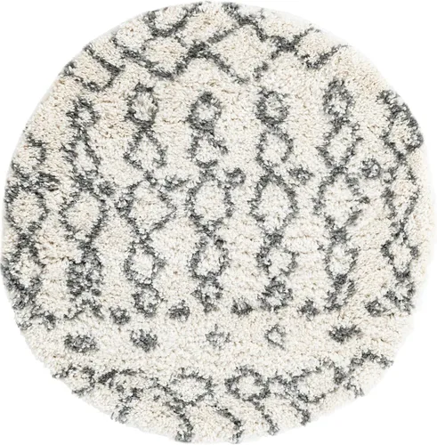 Vista 30 de Unique Loom Rabat Shag Collection - Alfombra geométrica (2 pies x 4 pies 1 pulgada, marfil puro/gris)