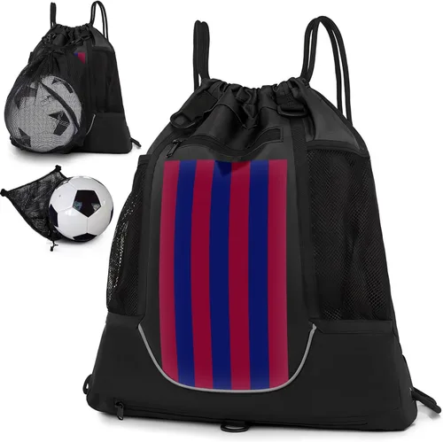 Vista 14 de STAY GENT - Mochila con cordón de baloncesto para niños, mochila de fútbol plegable, bolsa de gimnasio, mochila deportiva con bolsa de malla