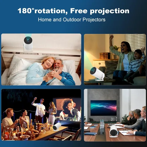 Vista 7 de Mini Projector, Support 4K 1080P Portable Projector with Dual Band WIFI 6, Bluetooth 5.2, 180° Rotatable, Auto Keystone Correction,35"-130" Screen