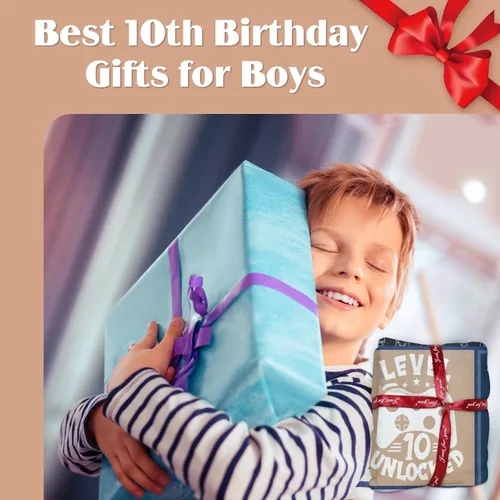 Vista 3 de BTZO Regalos de cumpleaños número 10 para niños, manta azul de feliz cumpleaños 10, ideas de regalo para niños y niñas de 10 años, manta de regalo