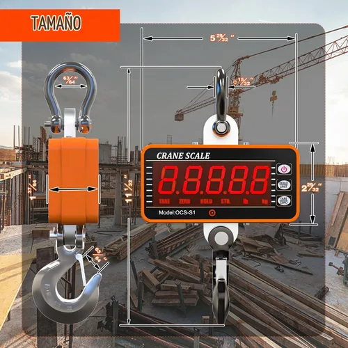 Vista 5 de Yatointo 1000 kg/2000 lb Balanza de grúa digital, balanza industrial de suspensión de carga pesada con control remoto, tipo inteligente, pantalla