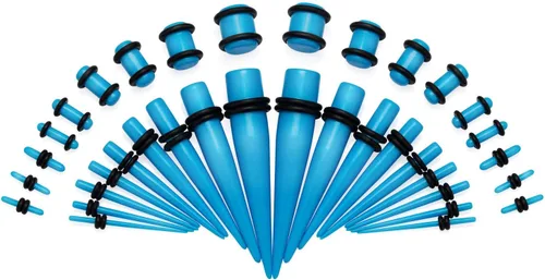 Vista 2 de JDXN - Juego de 52 piezas de medidores acrílicos en espiral para túneles y tapones 14G-00G Iniciador de extensión de oreja