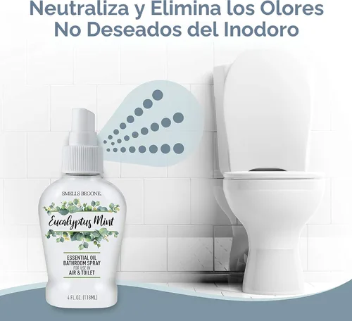 Vista 2 de SMELLS BEGONE Ambientador de aceite esencial en espray para baño, elimina los olores del baño y el inodoro, fabricado con aceites esenciales, aroma