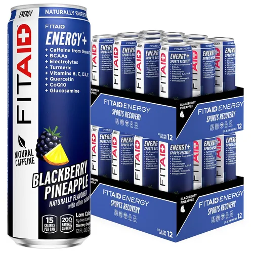 Vista 16 de Bebida FITAID ENERGY, 0.007 onzas de cafeína natural, keto, piña y mora, omega-3, 15 calorías, paleo, vegana y sin gluten, sin edulcorantes