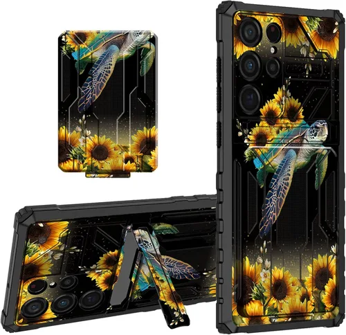 Vista 26 de Funda protectora de TPU suave para Samsung Galaxy A03S con soporte para tarjeta de crédito y soporte de doble capa de policarbonato duro de TPU