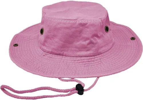 Vista 3 de Glory Max Sombrero de pescador de algodón lavado con correa de barbilla gorra de pesca Sun Safari Boonie Rosa