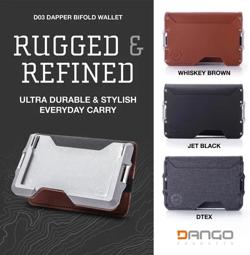 Vista 2 de Dango - Cartera minimalista delgada para hombre, bloqueo RFID, plegable