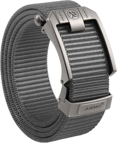 Vista 10 de JUKMO Cinturón de trinquete para hombre, cinturón táctico de nailon con hebilla deslizante automática, ribete ajustable para adaptarse