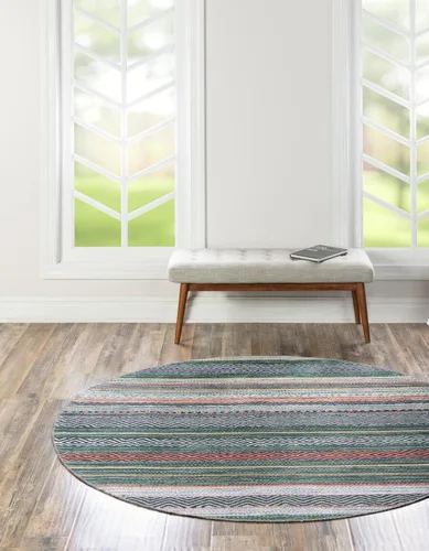 Vista 10 de Unique Loom Yara Collection - Alfombra Axel (7' 10" cuadrada, verde/marfil)