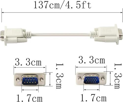 Vista 5 de 4.5 pies DB 9 Pin macho a VGA 15 Pin macho cable adaptador RS232 a VGA cable de conversión para computadora, impresoras, escáneres