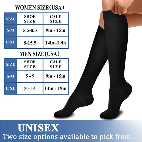 Vista 7 de CHARMKING Calcetines de compresión para mujeres y hombres con circulación (8 pares) de 15 a 20 mmHg es el mejor apoyo para correr atlético, ciclismo