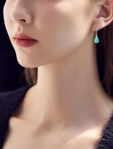 Vista 3 de Vesitim Opal Earrings for Women 925 Sterling Silver Teardrop Solitaire Dangle Drop Earring October Birthstone Jewelry Gift with Created Opal