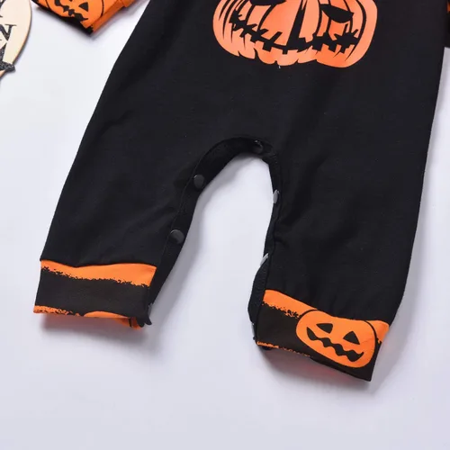 Vista 5 de Aalizzwell Traje de Halloween para bebé con capucha para el primer Halloween, overol de una pieza para niños y niñas pequeños