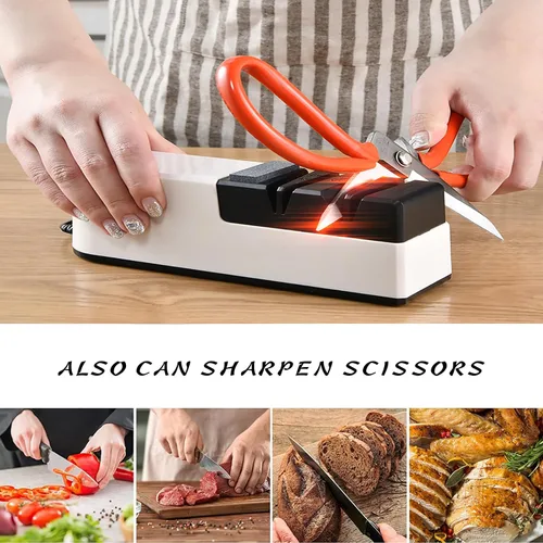 Vista 8 de Afilador de cuchillos eléctrico profesional 5 en 1 para cuchillos de cocina, afilador de cuchillos de chef, afilador de tijeras, afilador