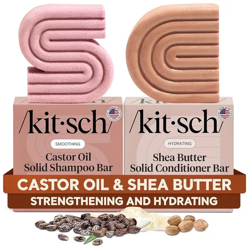 Vista 14 de Kitsch Juego de champú y acondicionador de aceite de ricino, aceite de ricino orgánico, cuidado del cabello para cabello opaco y seco, jabón