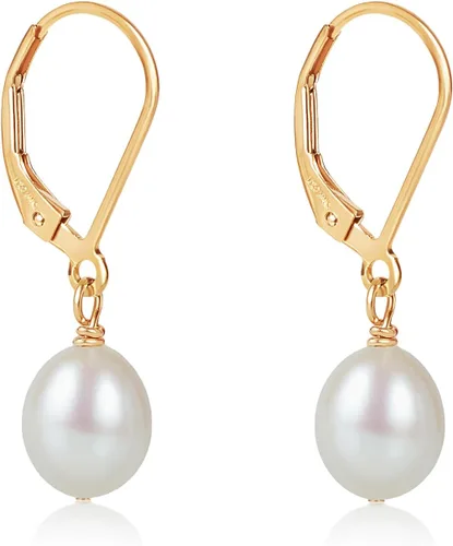 Vista 12 de LILY LUSTRE - Aretes colgantes de plata de ley 925 chapados en oro de 14 quilates, seleccionados a mano, calidad AAAA, color blanco natural