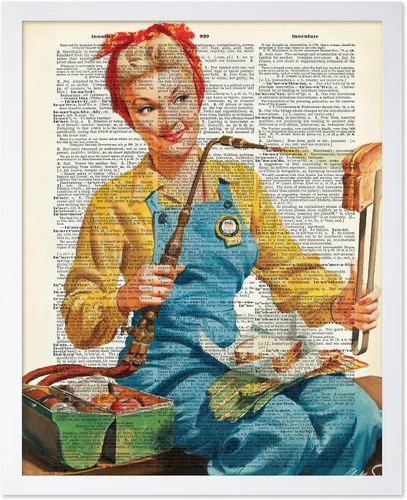 Vista 8 de Poster Master Póster de Arte del Diccionario - Impresión Retro de Mujer Soldadora - Arte de Sándwich de Queso a la Parrilla - Regalo para Ella