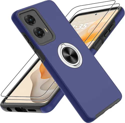 Vista 104 de Gritup - Funda para Galaxy A05S con protector de pantalla HD×2, funda protectora para teléfono a prueba de golpes con soporte magnético de anillo