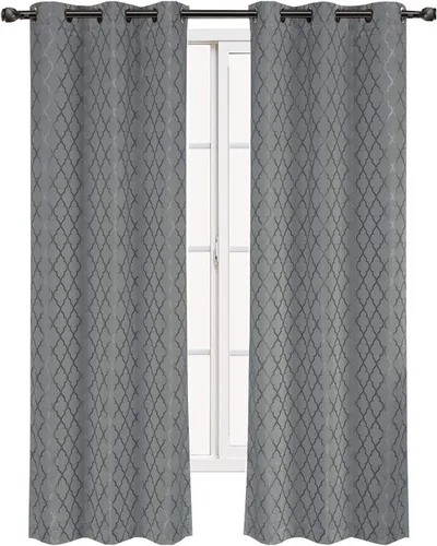 Vista 13 de Panel de cortina para oscurecimiento de ventana, con arandela, en tejido jacquard, paneles en par, juego de 2 paneles de Willow Jacquard