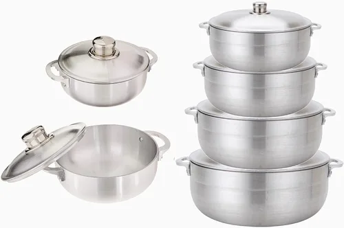 Vista 7 de Uniware Caldero de aluminio de calibre pesado con tapa de aluminio, plata, pequeño