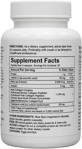 Vista 2 de Okian Cápsulas complejas multi de los péptidos del colágeno con la biotina, vitamina C, péptido hidrolizado de la proteína