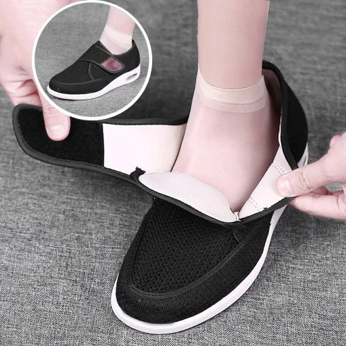 Vista 7 de W&LESVAGO Zapatos anchos ajustables para hombre con edema diabético con plantilla de espuma viscoelástica, amortiguación de aire, zapatos ligeros
