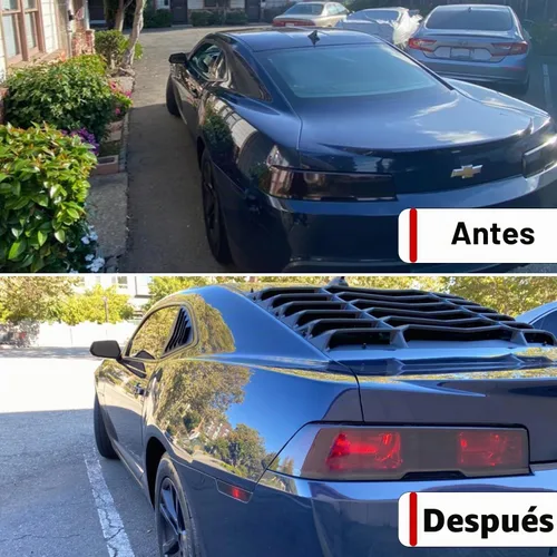 Vista 5 de Rejillas para ventana trasera para Chevrolet Chevy Camaro 2010 2011 2012 2013 2014 2015, parabrisas, estilo Lambo, mate negro, ABS, cubierta parasol