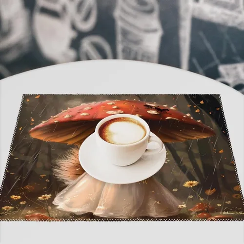 Vista 7 de Lady Squirrel with Umbrella Placemats Set of 6 Resistant Table Mats Washable Place Mats for Dinner Party Table Decoration