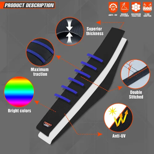 Vista 5 de Universal Funda de Asiento para Moto de Cross - Fundas de Asiento de Goma Suave Acanalada para Motocross Enduro Azul