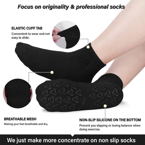 Vista 2 de Ozaiic Calcetines antideslizantes para yoga, entrenamiento en casa, Pure Barre, pilates, hospital, calcetines acolchados ideales para hombres