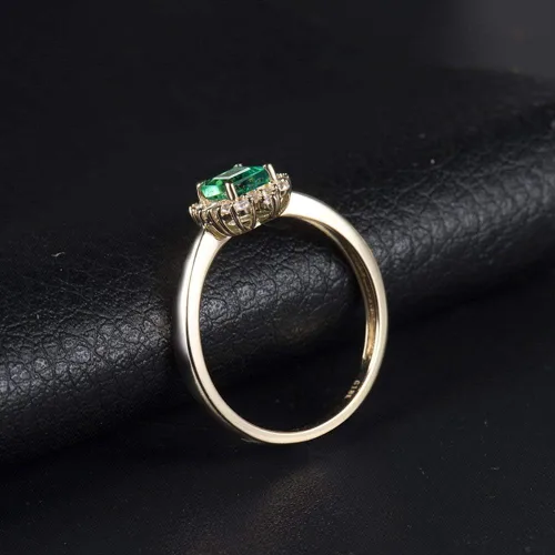 Vista 4 de Lanmi Anillo de oro amarillo de 14 quilates con diamantes naturales de esmeralda para mujer, compromiso de compromiso de boda, aniversario