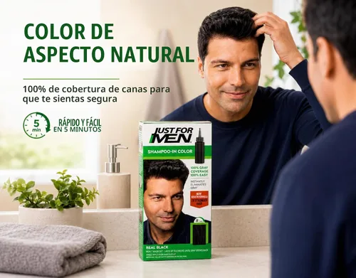 Vista 7 de JUST FOR MEN Tinte para el cabello H-55 negro real 1 unidad (paquete de 5)
