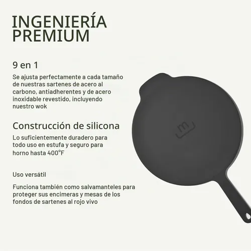 Vista 3 de Made In Cookware - Tapa universal de silicona para sartén, diseño 9 en 1, se adapta a múltiples sartenes, apto para horno 400F, grafito