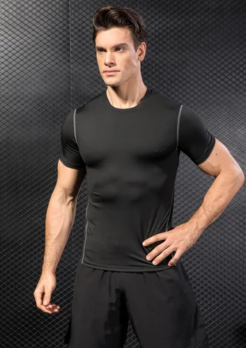 Vista 4 de Men's Compression Shirts Short Sleeve Workout T Shirts Athletic Sports Base Layer Cool Dry Gym Tops Undershirts