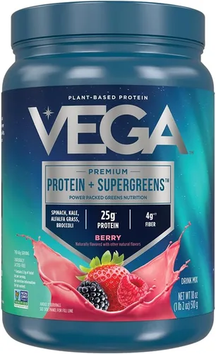 Vista 3 de Vega Protein and Greens Proteína en polvo de chocolate cremoso (11 porciones) 0.88 oz de proteína a base de plantas más verduras, vegano, sin OMG