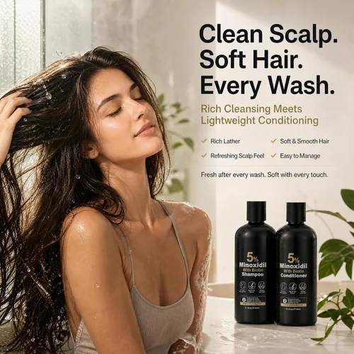 Vista 4 de Grospe 5% Minoxidil Hair Growth Shampoo & Conditioner Set, 300ml x2