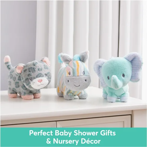 Vista 6 de GUND Baby Safari Friends Collection - Elefante de peluche con campanilla, juguete sensorial para bebés y recién nacidos, color verde azulado, 7