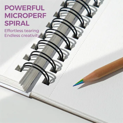 Vista 4 de Funto Bloc de Papel para Acuarela 5.5x8.5, Paquete de 3, 90 Hojas, 140 lb/300 g/m², Doble Cara, Prensado en Frío, Encuadernado en Espiral, Papel