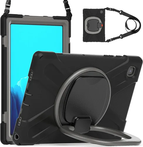 Vista 117 de 360 Rotation Case for Galaxy Tab ActivePro/Tab Active4 Pro/Active 5 Pro 10.1" Sturdy Cover Rotate Ring Stand Shoulder Carrying Strap Hand Strap