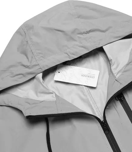 Vista 6 de COOFANDY Chubasquero largo para hombre, chaqueta impermeable para exteriores, con capucha