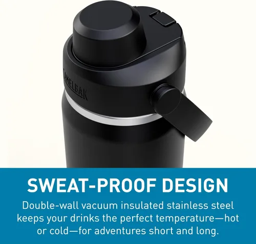 Vista 5 de CamelBak Thrive Chug - Botella de agua aislada de acero inoxidable, color negro, 20 onzas